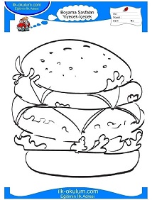 Çocuklar İçin Sandwich Boyama Sayfaları 